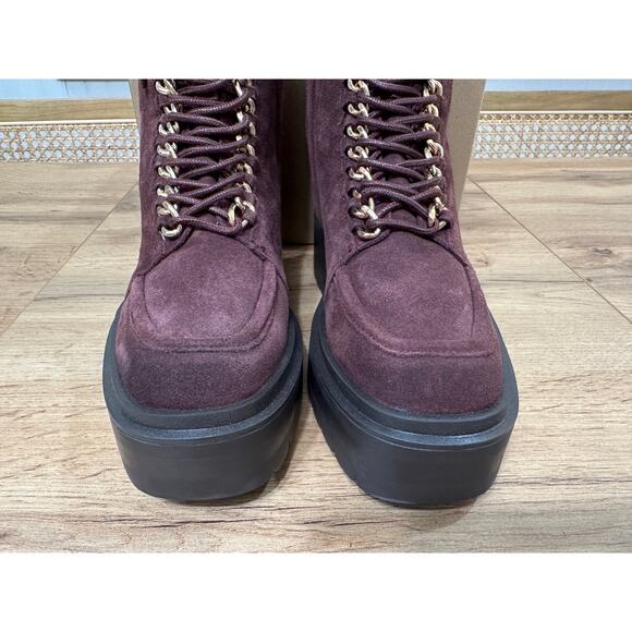 Sam Edelman Lovrin Bootie Spiced Pecan Size 5.5 NWOT Gold Details Dark Burgundy - Picture 6 of 13